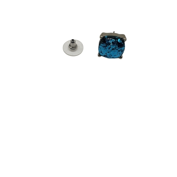 Chunky Blue Sparkle Stud Earrings - Picture 4 of 5